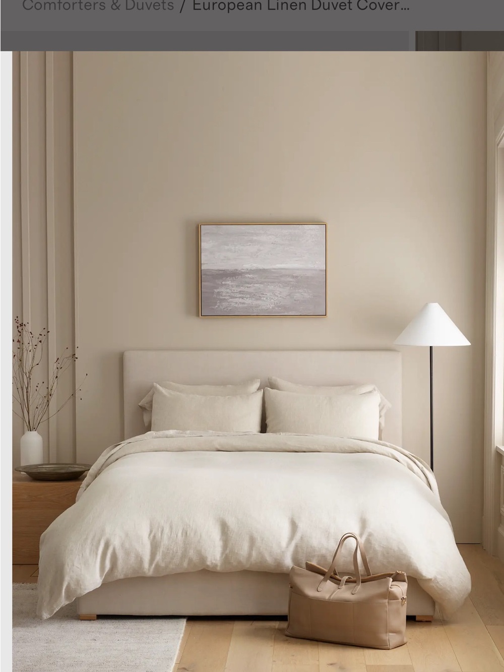 Quince king European linen duvet cover set. Like new. Chambray color. - Picture 2 of 13